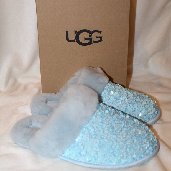 UGG Shoes - NIB UGG WOMEN'S STELLAR SEQUIN SHEARLING LINED SLIPPERS BLUE